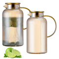 Buaic 2 PACK Glass Pitcher with Lid, 84 oz/ 2.5L Amber Glass Water Pitcher