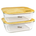 Urban Green Glass Container with Bamboo Lid, 2 Pack of 50oz, Large Glass food storage Container with Lids, Meal Prep Containers Set of 2