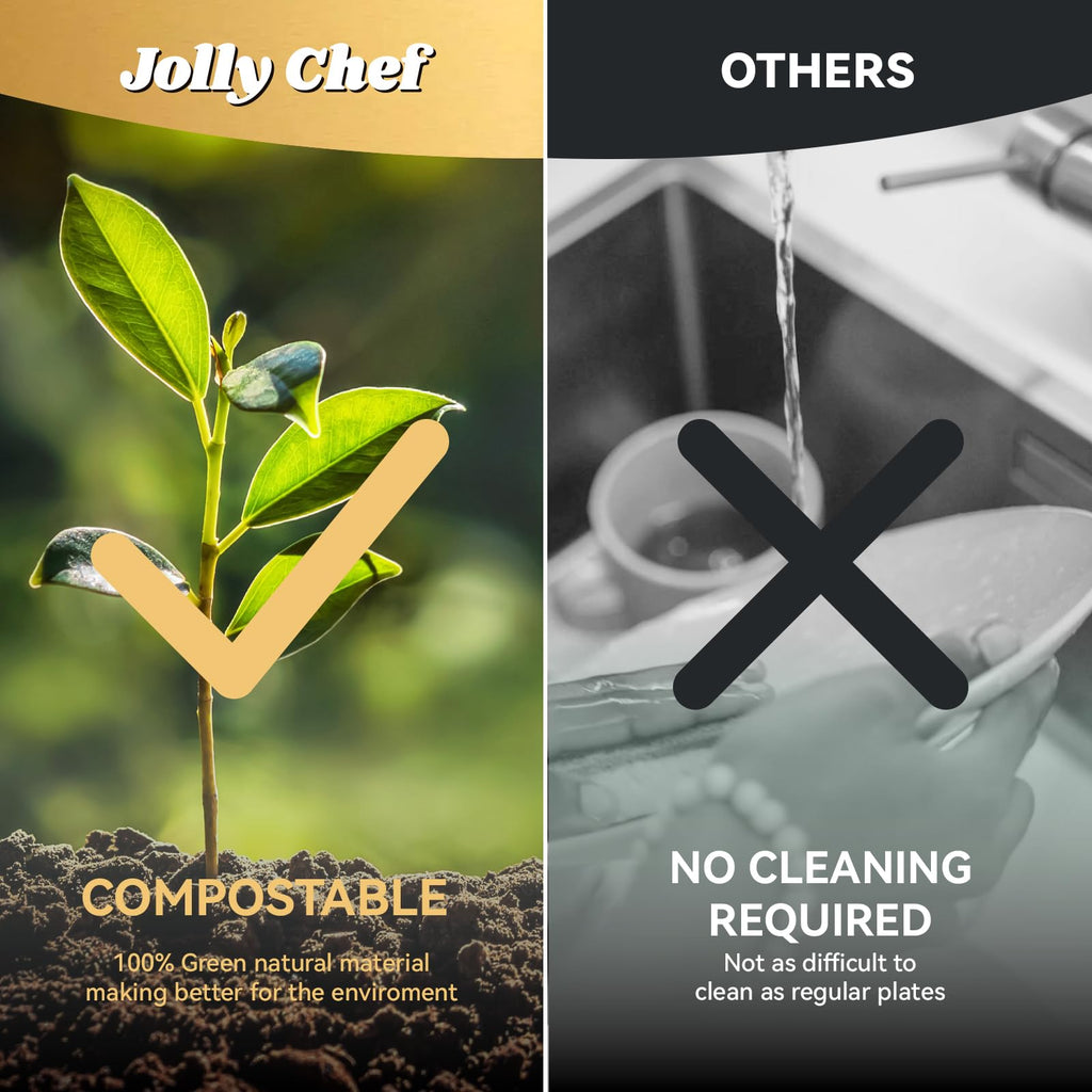 JOLLY CHEF Heavy Duty Compostable 3 Compartment Paper Plate 9 Inch 150 Pack