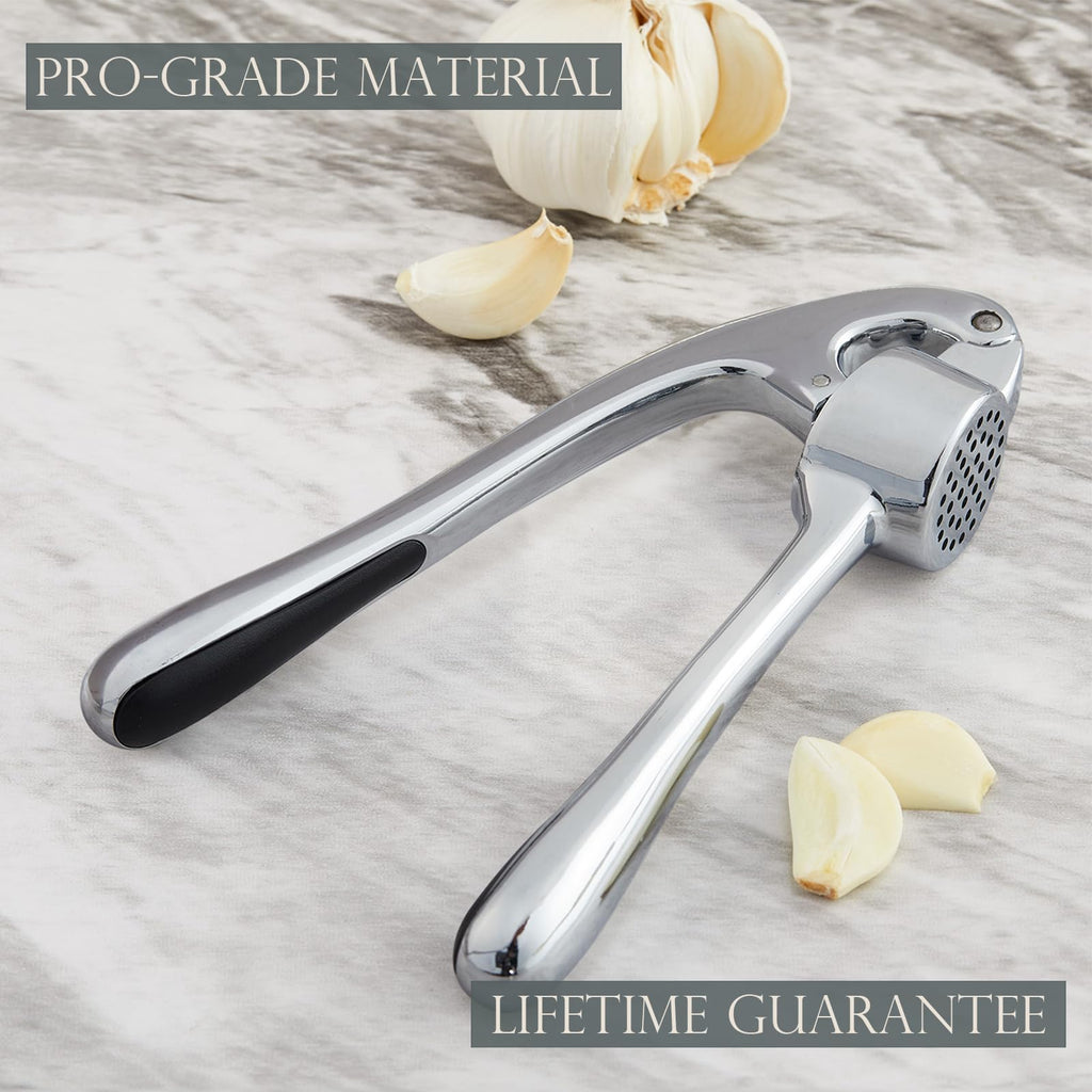Premium Garlic Press, Professional Garlic Mincer, Easy to Squeeze and Clean, Rust Proof, Efficient Ginger Crusher - Sliver