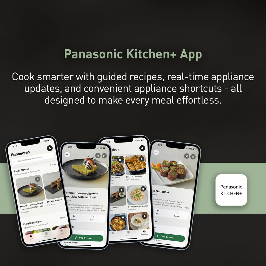 Panasonic HomeChef 4-in-1 Countertop Microwave Air Fryer Combo, Time-Saving 20 Presets + App-Linked Recipes, 1000W 1.2 cu ft Inverter Multi Oven & Convection Tech – NN-CV87QS Stainless Steel