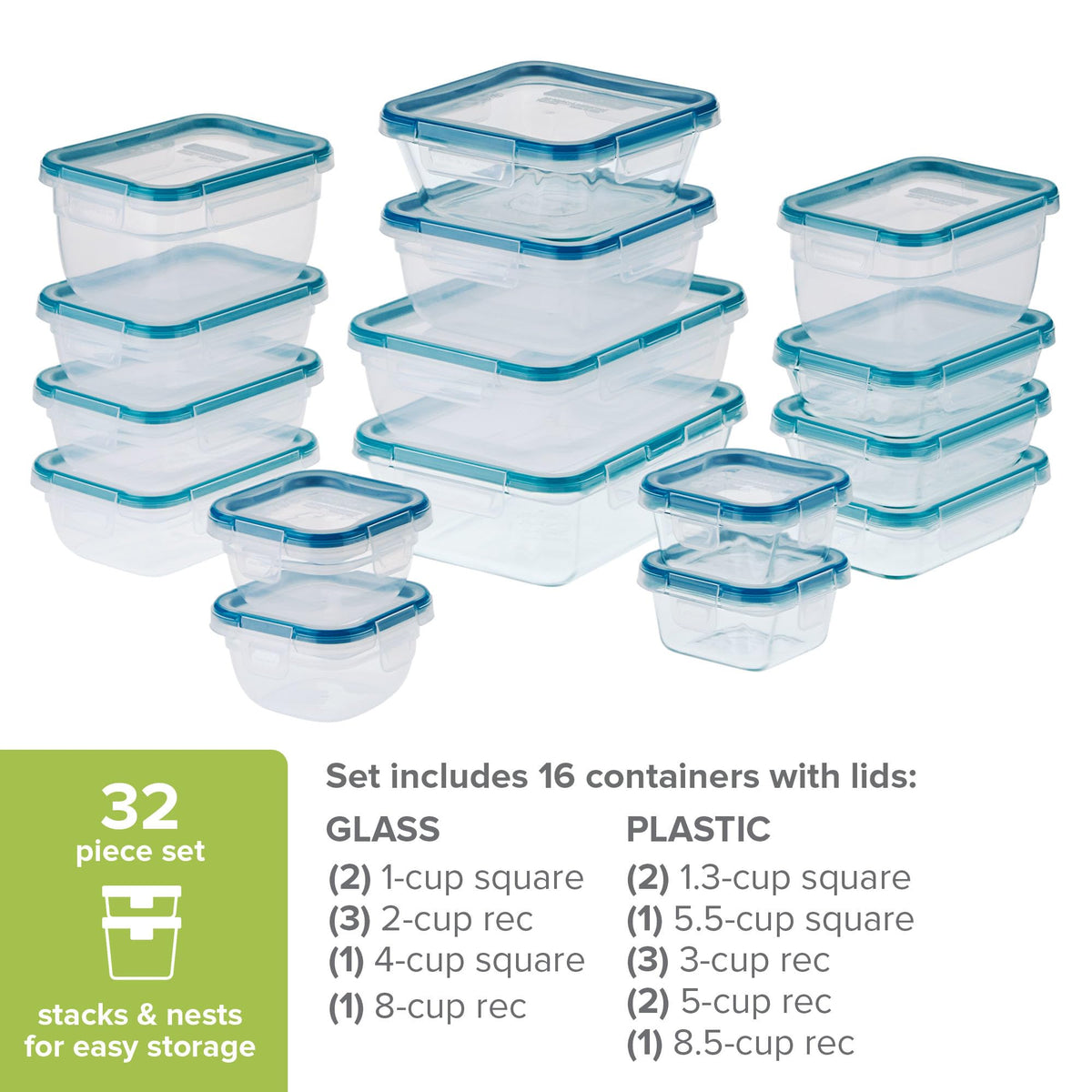 Snapware Glass & Plastic Mix Total Solution (16-Pack) Food Storage Set