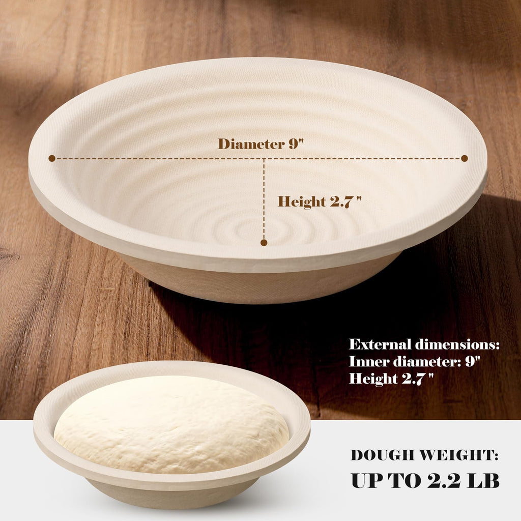 9" Round & 10" Oval Wood Pulp Banneton Bread Proofing Basket Set, Sourdough Banneton Basket Set, Bread Making Tool Brotform Sourdough Bread Baking Supplies