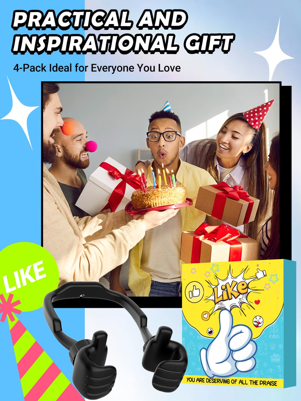 4 Pack Thumbs Up Lazy Phone Holder Stocking Stuffers for Teen Boys Girls