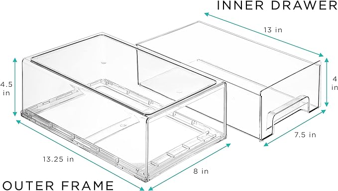 Sorbus Medium Clear Storage Drawers (2 Pack)