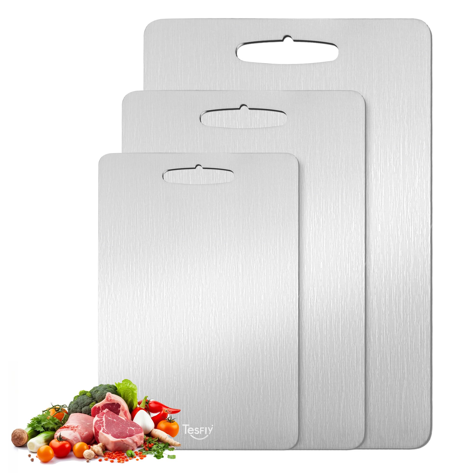3 Pack Titanium Cutting Board, 100% Pure Titanium Cutting Boards For Kitchen, Dishwasher Safe, Easy to Clean, Double-sided Food-grade Cutting Board For Meats,STQ4