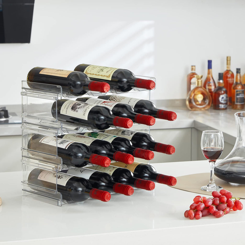 Lifewit Stackable Water Bottle Organizer for Cabinet, Plastic Bottle Holder Fits Bottles/Tumblers up to 3.8" Diameter for Pantry/Countertop, 4 Tier Holds 16 Bottles 41 x 20 x 34 cm/16 x 8 x 13.4