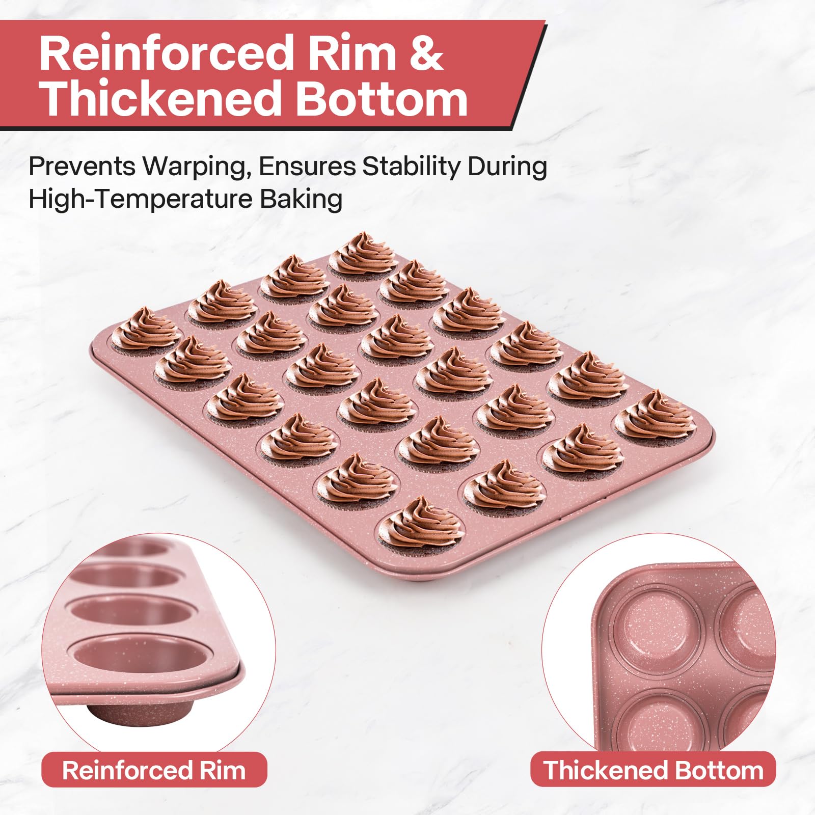 Spmarkt 2-Pack Healthy Baking Cupcake Pan| Non Stick 12-Cup Muffin Pan | Durable & Easy Clean Muffin Tin | Perfect for Cupcakes, Muffins (Beige)