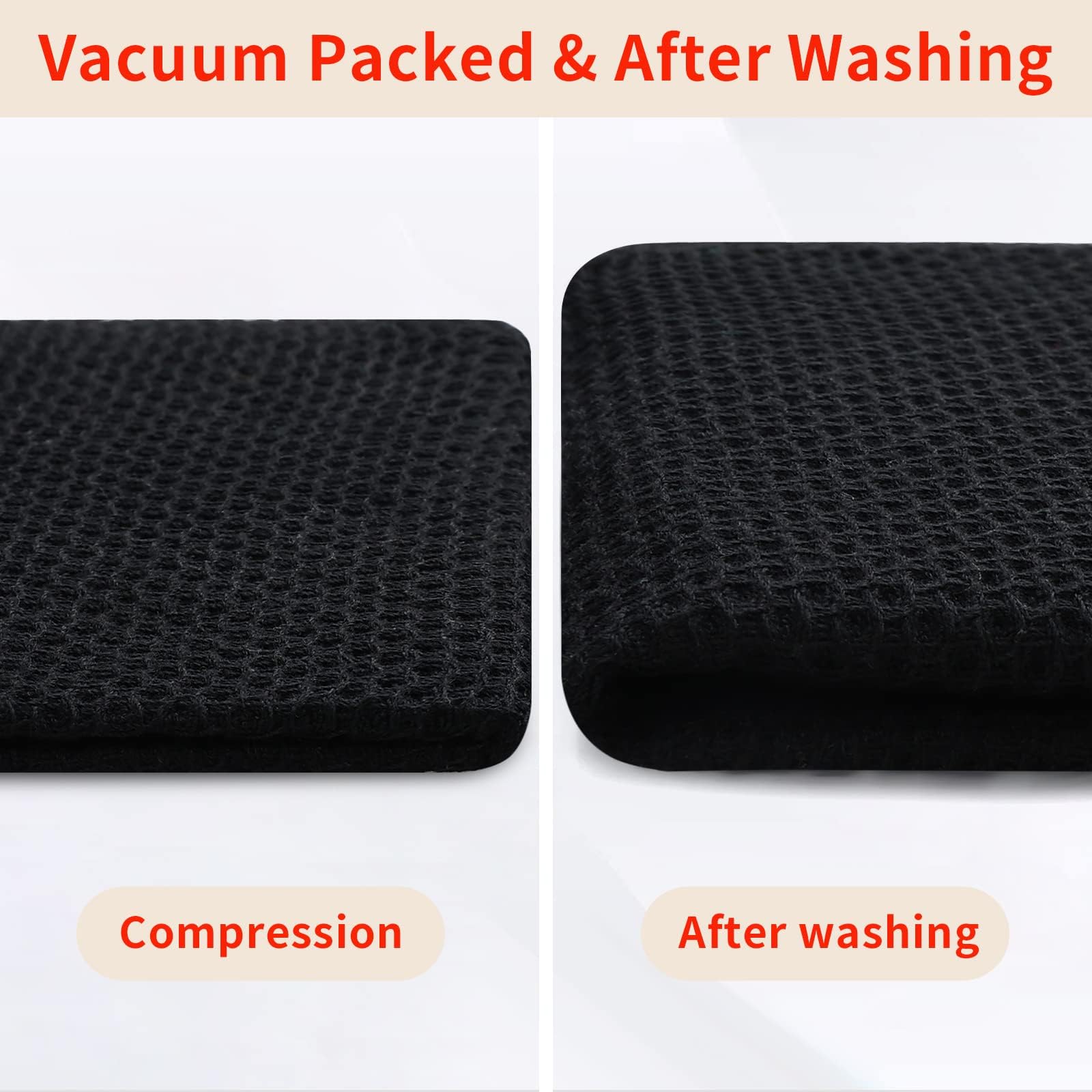Homaxy 100% Cotton Waffle Weave Kitchen Dish Towels, Ultra Soft Absorbent Quick Drying Cleaning Towel, 13 x 28 Inches, 24-Pack, Black