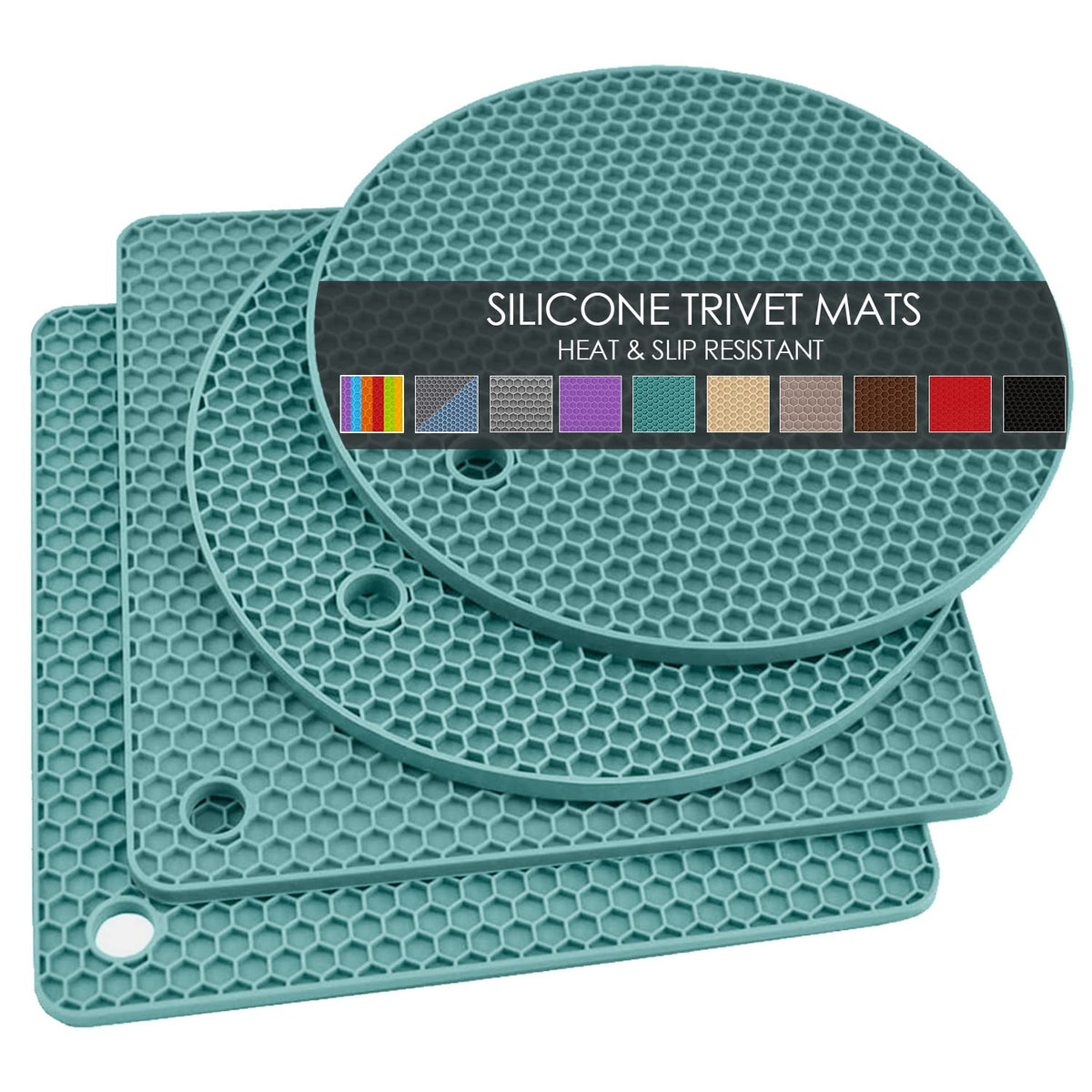 Silicone Trivets for Hot Pots and Pans, 3 Pack Heat Resistant Pot Holders for kitchen Large Silicone Trivet Mat for Hot Dishes, Black Hot Pads for Kitchen Counter, Hot Mats Spoon Rest, 9 * 12 Inches