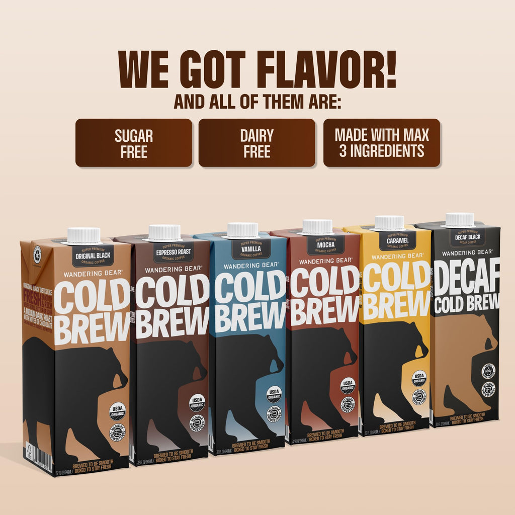 Wandering Bear Organic Vanilla Cold Brew Coffee - 32 fl oz, 6 Pack