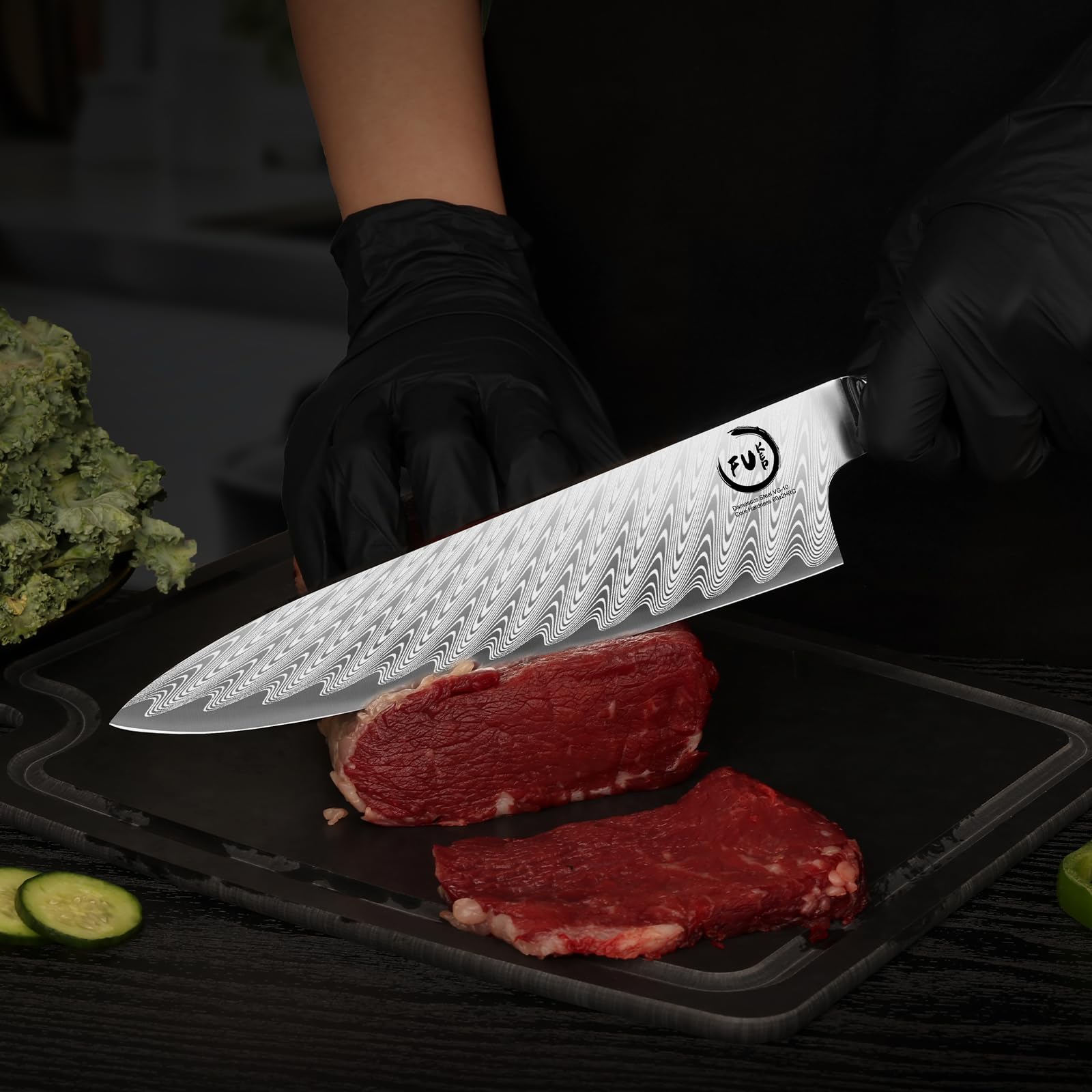 Damascus Chef Knife 8 Inch, Japanese Kitchen Knife with VG10 Steel
