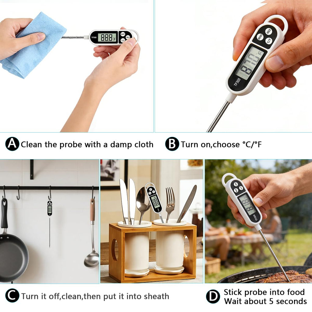 BAEMEFLE Candy Thermometer Digital Instant Read for Meat Kitchen Cooking Food Oil Deep Fry BBQ Grill Smoker (1, 9.4in)