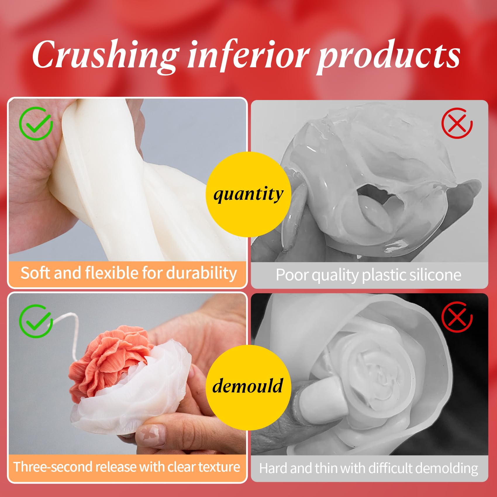 MGLIFEUL 2PCS 3D Flower Candle Making Molds Moldes de Silicona para Velas