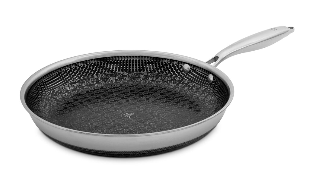 Hell's Kitchen Hybrid 11-Inch Frying Pan, Tri-Clad Stainless Steel & PFAS-Free Ceramic Nonstick, no PFOA, PTFE, Teflon, Non-Toxic Cookware, Metal Utensil Safe, All Cooktops, Oven Safe