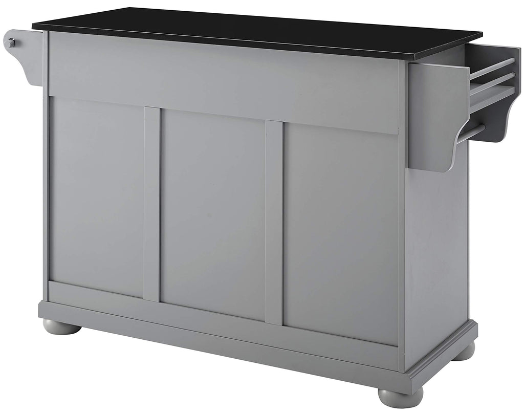 Crosley Furniture Alexandria Granite Top Rolling Kitchen Island Storage Cart, Microwave Stand, Spice Rack, Gray