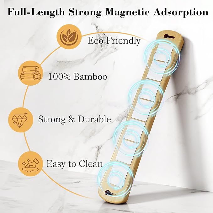 Magnetic Knife Holder for Wall, 16 Inch Bamboo Knife Strip with Strong Magnetism, Kitchen Accessories Organizer, Housewarming Gifts for New Home, Storage Space Saver for Apartment/Rv/Farmhouse
