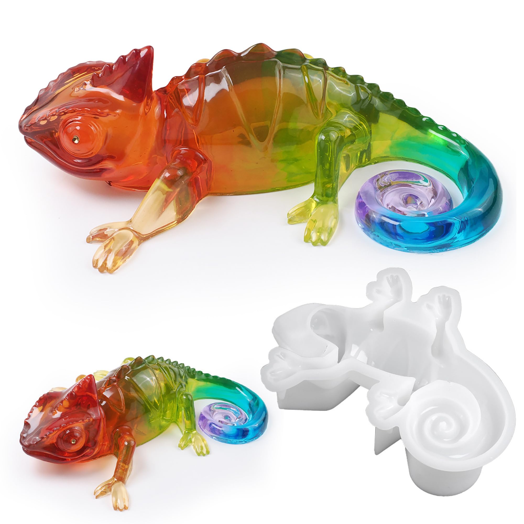 Lizard Animal Cylinder Candle & Resin Mold - Resin Casting Silicone Molds for Home Decor & Candle Making Wave Spiral Mold
