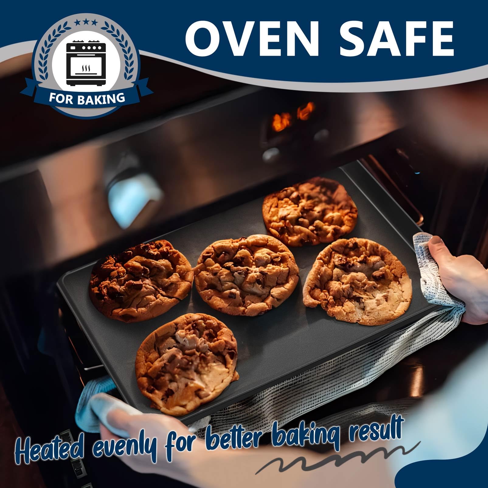 P&P CHEF Baking Cookie Sheet Pan, Carbon Steel Oven Tray, 16 Inch & 1PC