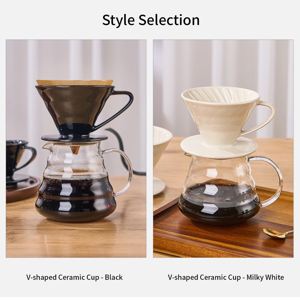 Marirao Pour Over Coffee Maker, Single Cup Coffee Dripper, Manual Porcelain Slow Brewing Accessories for Travel, Camping, Office, Home, Cafe, Coffee Gifts (Black, Large)