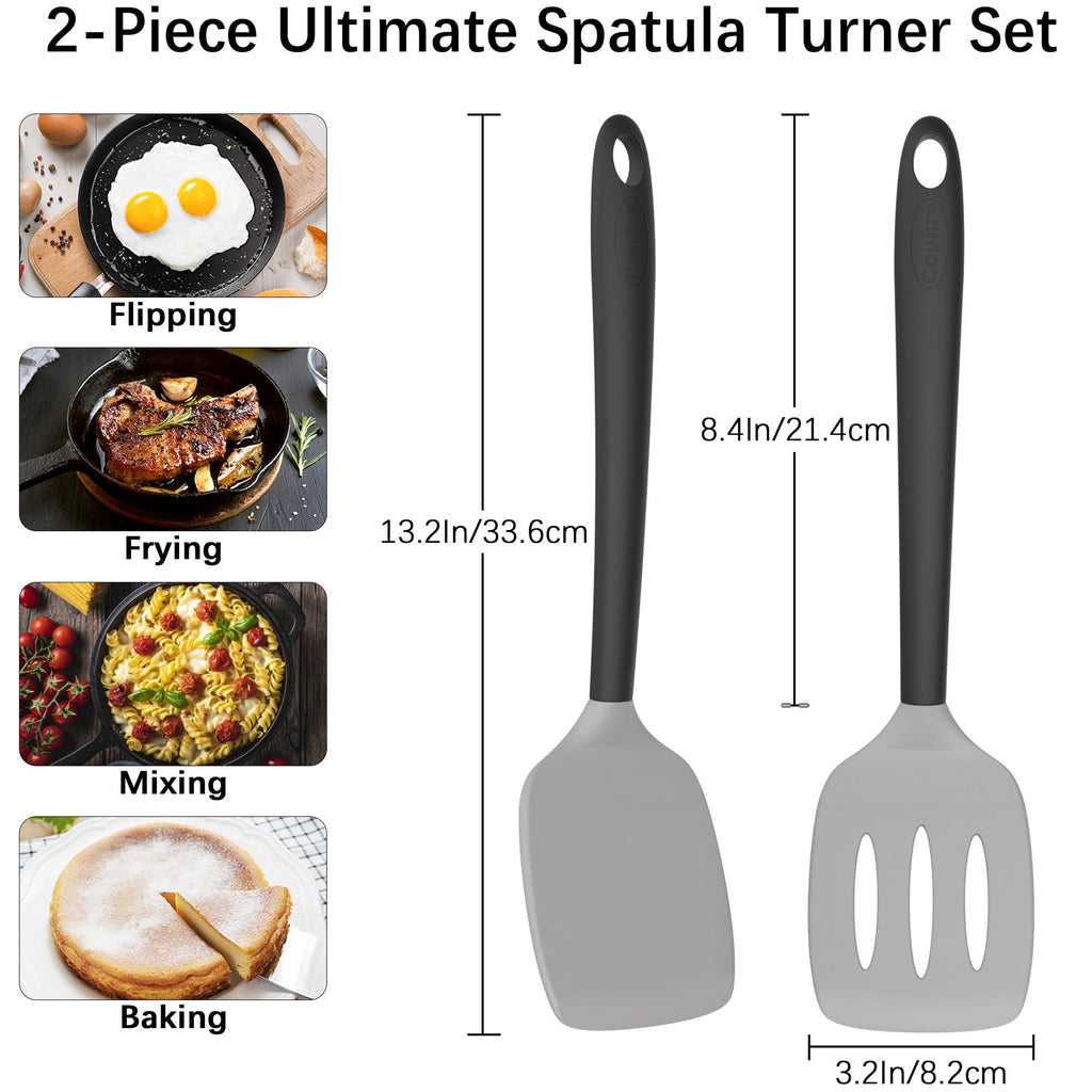 Coukre 2 Pack Silicone Spatula Set,High Heat Resistant, BPA-Free