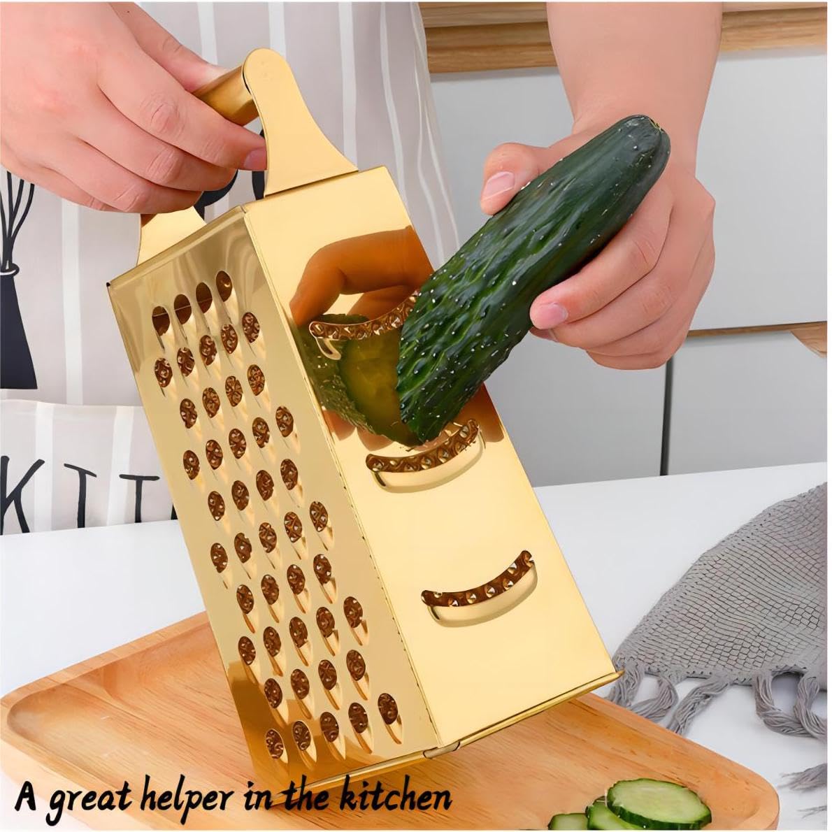 Guiyal Stainless Steel 4 Sides Multifunctional Grater Slicer with Handle
