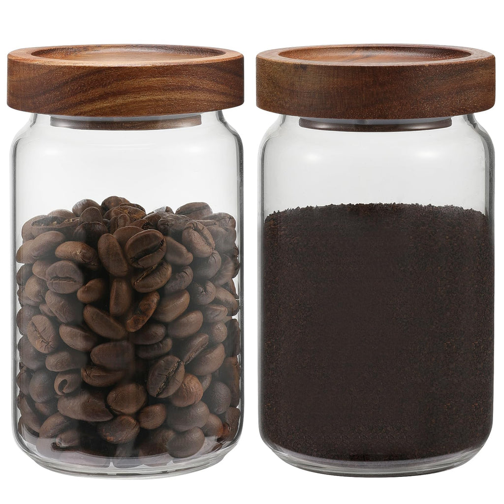 OULOVECO Small Glass Jar with Lids Mini Glass Bottle Glass Storage Canister Borosilicate Glass Containers for Spice Ground Nut Pasta Sugar Candy Tea (6.7oz（200ml)-2 PACK