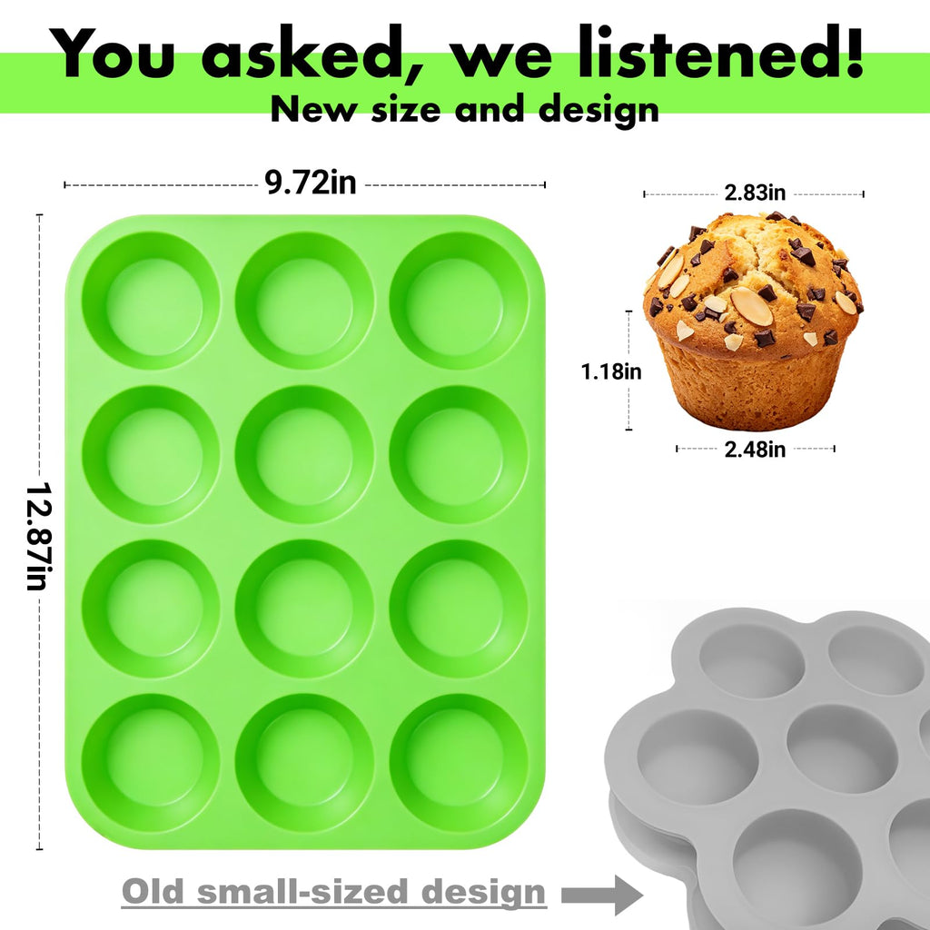 GOKCEN's Silicone Egg Bite Molds 12 Cups Silicone Muffin Pans for Baking