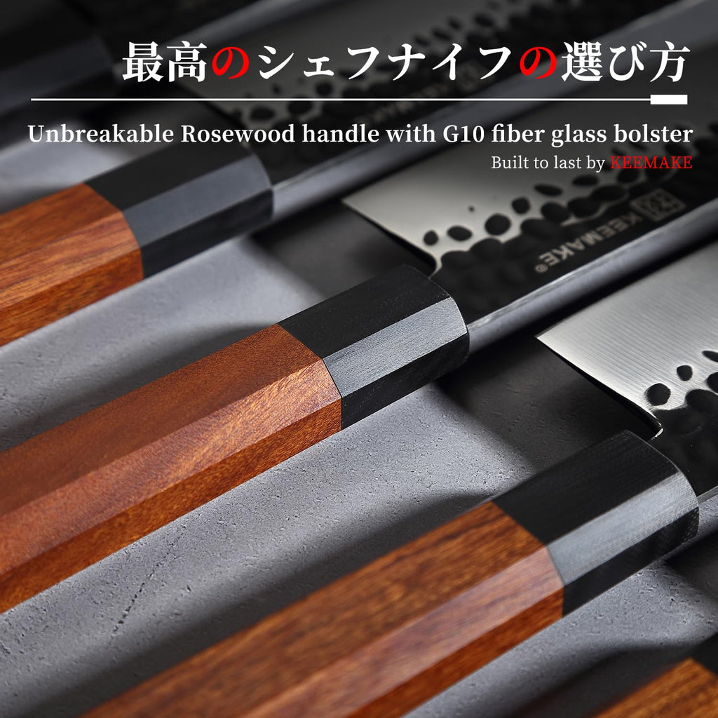KEEMAKE Deba Knife 6 inch, Double Bevel Japanese 440C Stainless Steel