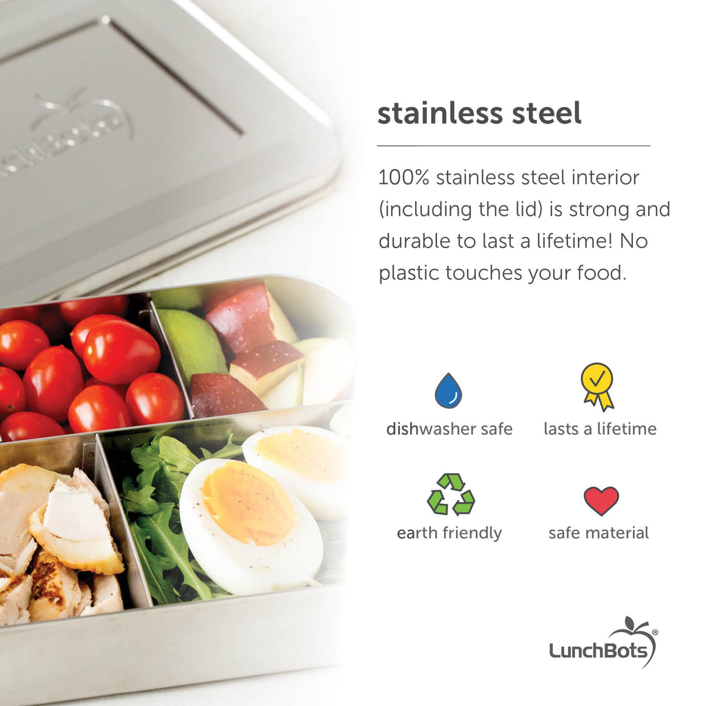 LunchBots Medium Uno Stainless Steel Kids Bento Box 1-Section Aqua 20oz