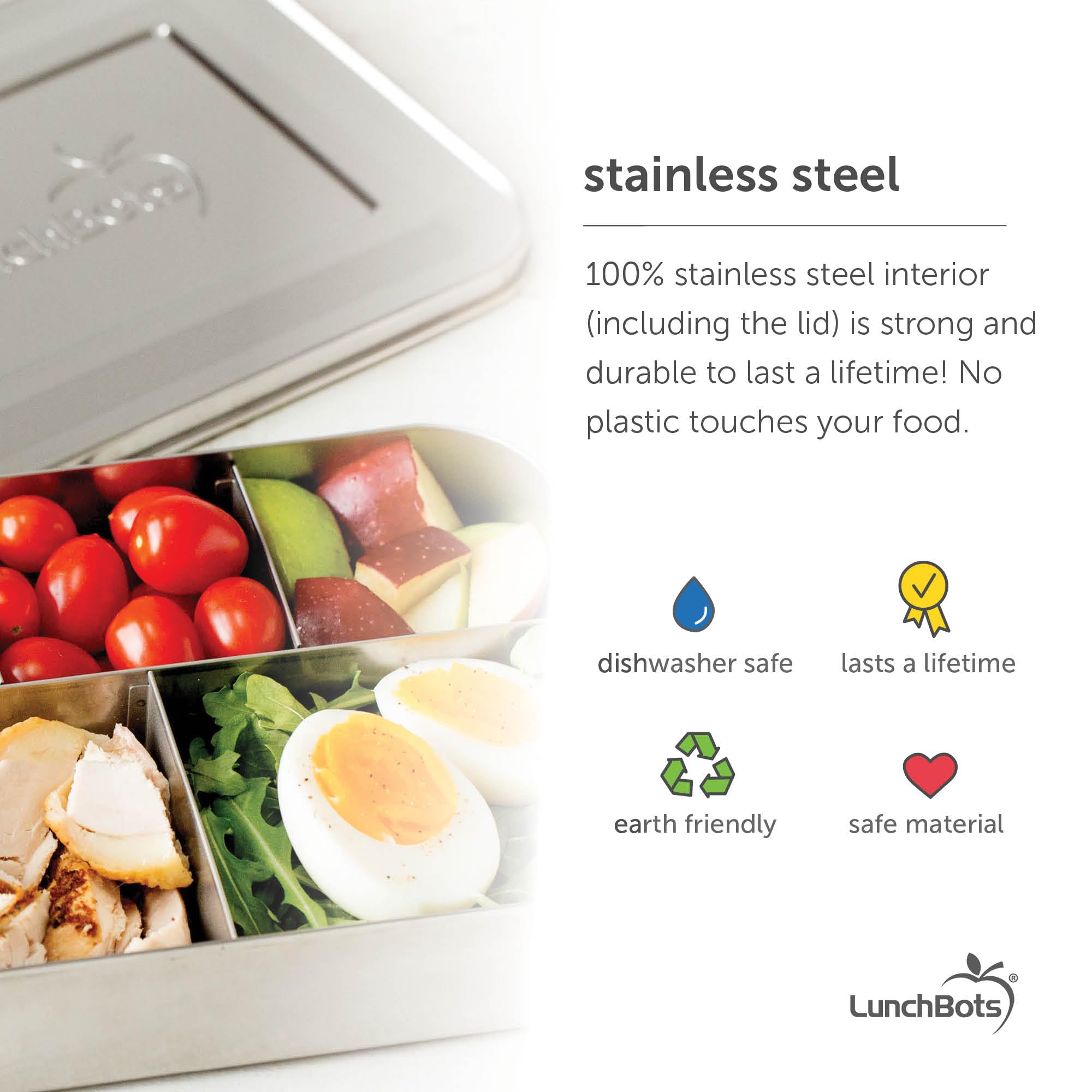 LunchBots Medium Uno Stainless Steel Kids Bento Box 1-Section Aqua 20oz