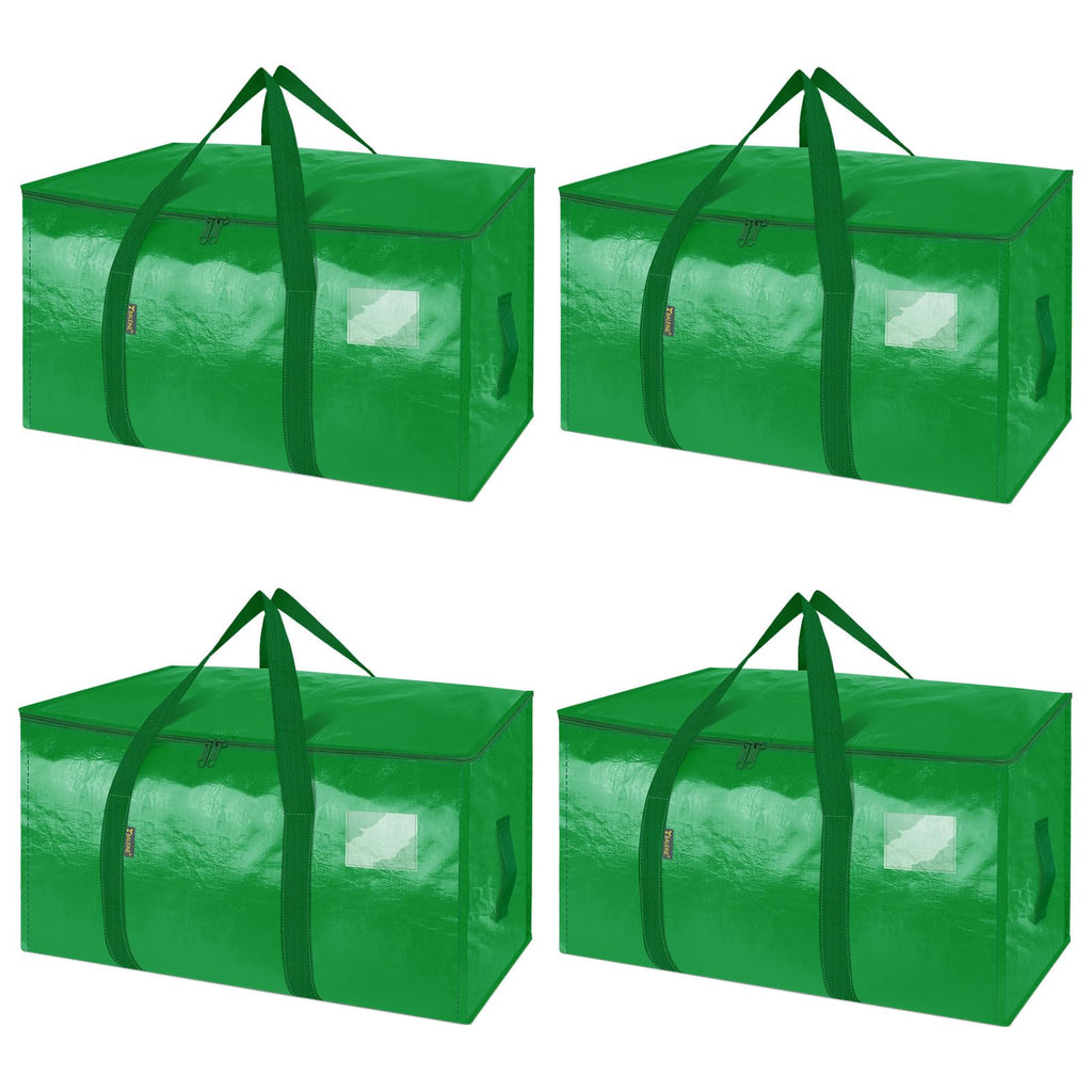 BALEINE 4-Pack Oversized Moving Bags with Reinforced Handles, Heavy-Duty Storage Tote for Clothes, Moving Supplies (Light Green, 4-Pack)
