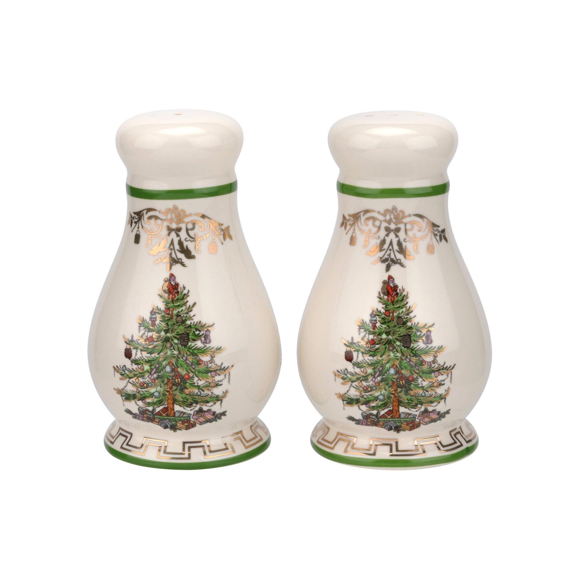 Spode Christmas Tree Gold Salt and Pepper Shaker Set (2-Piece)- Holiday Kitchen & Table Décor - Festive Home Accent, Christmas Gift/Stocking Stuffer for Collectors & Holiday Enthusiasts