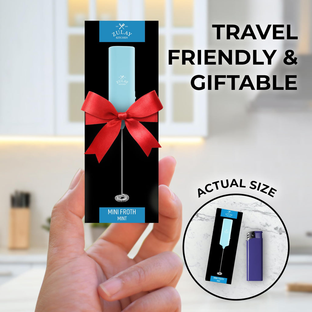 Mini & Mighty Milk Frother Wand – Powerful Handheld Coffee Frother, Battery Operated Drink Mixer – Compact Pocket Size – Detachable Whisk for Latte, Cappuccino, Matcha, Hot Chocolate