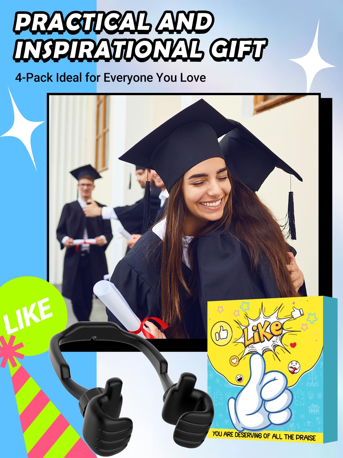 4 Pack Thumbs Up Lazy Phone Holder Stocking Stuffers for Teen Boys Girls