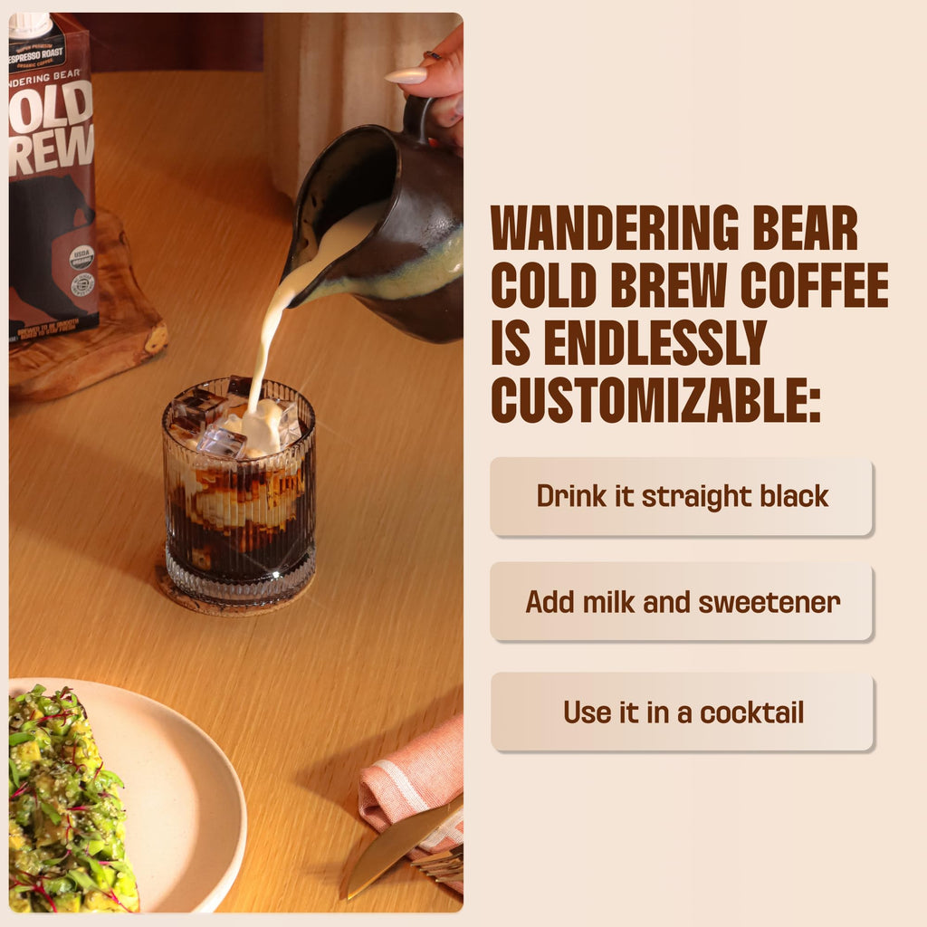 Wandering Bear Organic Vanilla Cold Brew Coffee - 32 fl oz, 6 Pack