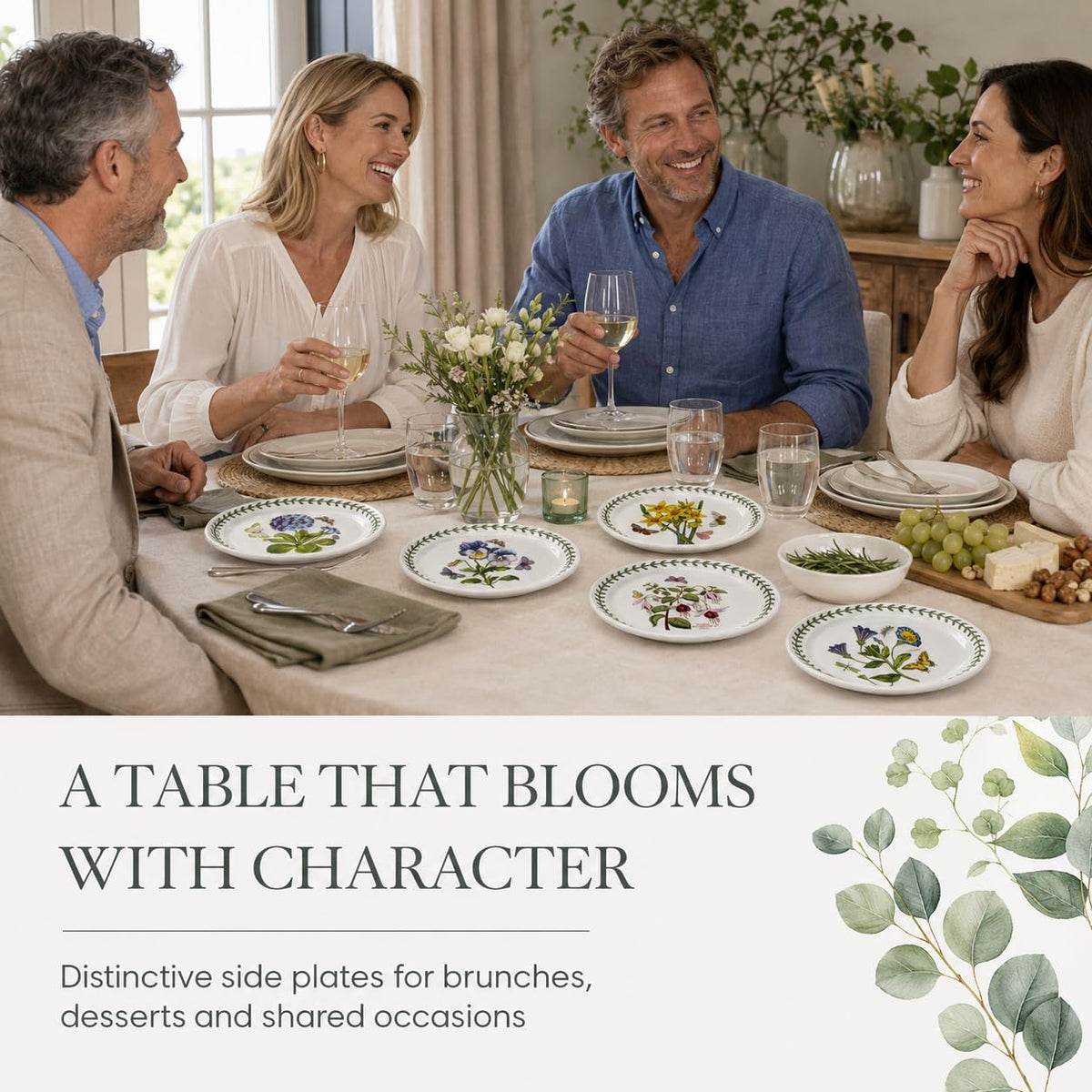 Portmeirion Botanic Garden Side Plates - Assorted Floral Patterns, Set of 6