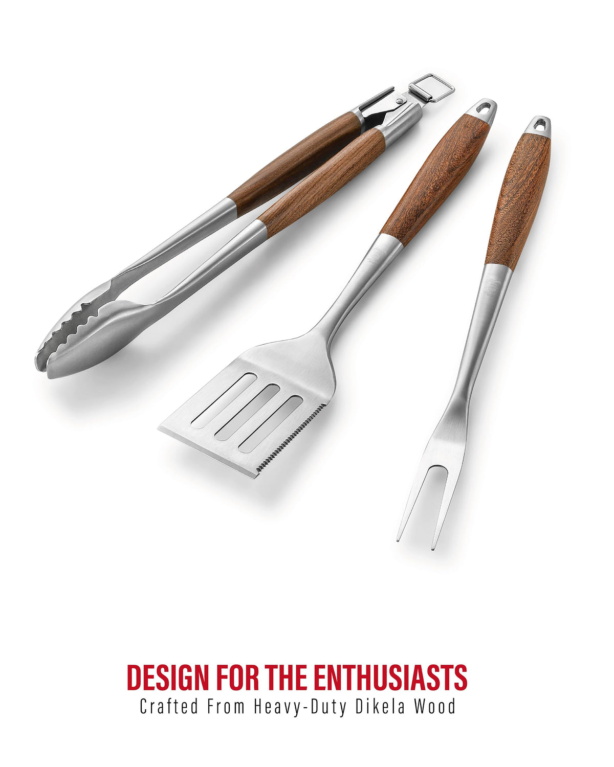 Heavy-Duty Panga-Panga BBQ Grilling Tools Set. Extra Thick Stainless Steel Multi-Function Spatula, Fork & Tongs | Essential Accessories for Barbecue & Grill. Ideal Gift for Father