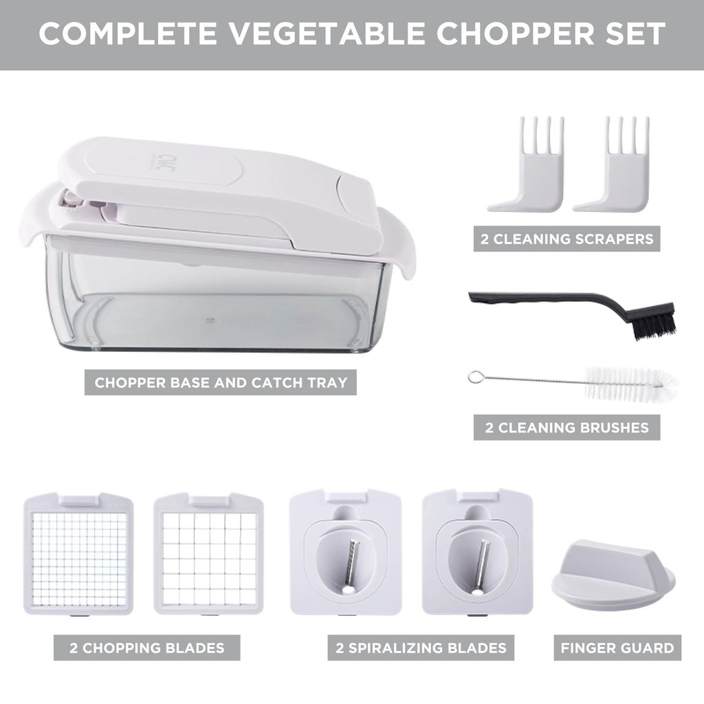 Cook with Color Vegetable Chopper - Multifunctional 11 in 1 Vegetable Chopper with Container - Food Chopper to Dice, Chop, Slice, Julienne and Spiralize, Gray