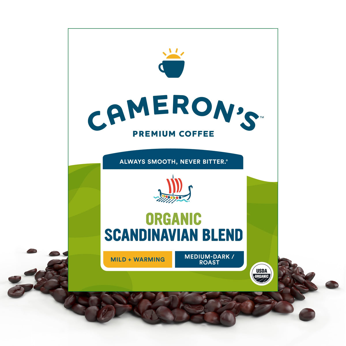 Cameron's Coffee Roasted Whole Bean Coffee, Scandinavian Blend, 28 Ounce