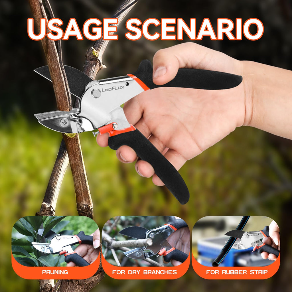 LeafLux 8" Professional Heavy Duty Anvil Pruning Shears with Anti-Rust SK-5 Blades, Garden Shears for Dry Stems and Small Branches, Gardening Scissors, Clippers for Wood, Non-Slip Handle. | LFXP1108S