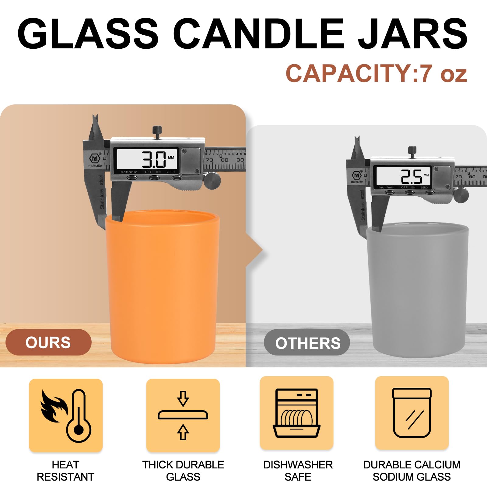 SHOWIN Thick Candle Jars for Making Candles 16 Pcs, 7 OZ Empty Jars with Wood Lids for Candle Making, Sample Container, Fall