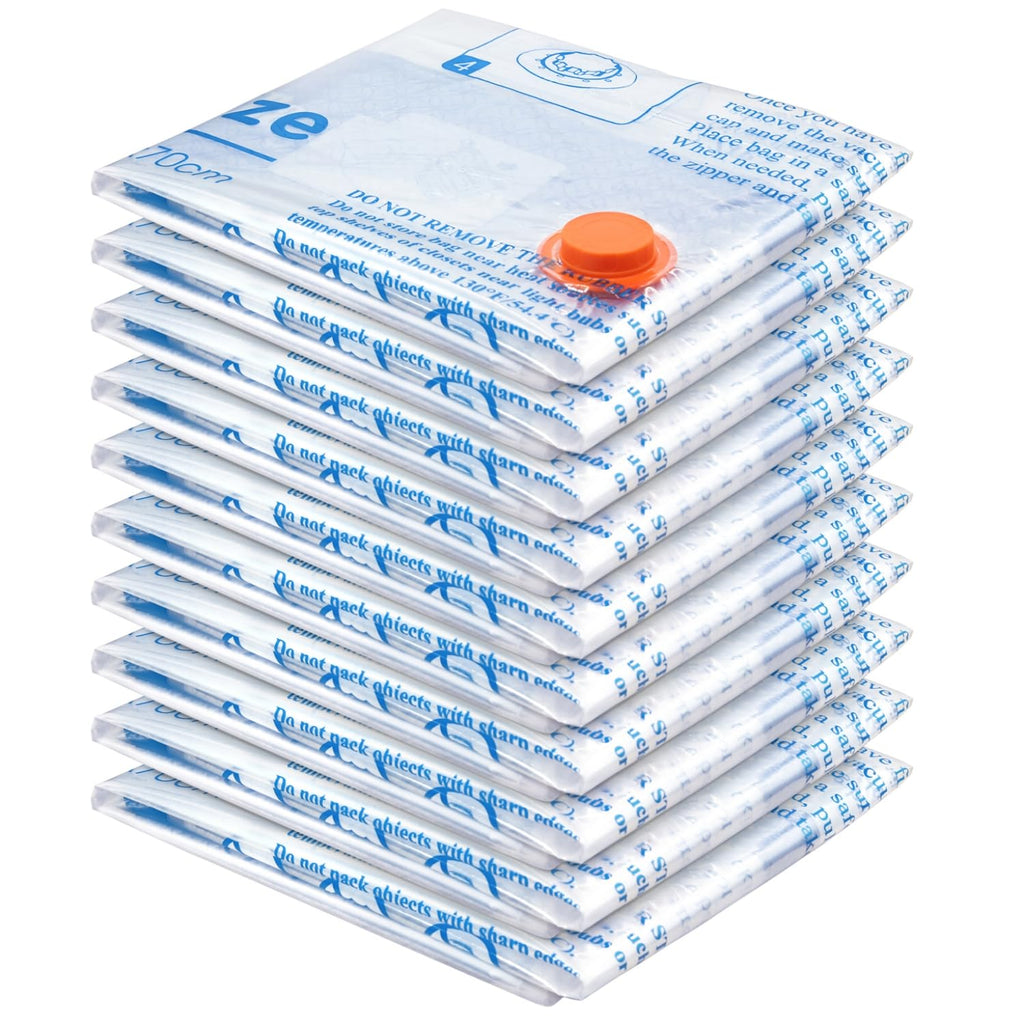 Vacuum Storage Bags, Small Space Saver Sealer Bags, Airtight Compression Bags for Clothes, Pillows, Comforters, Blankets, Beddings, Pack of 10