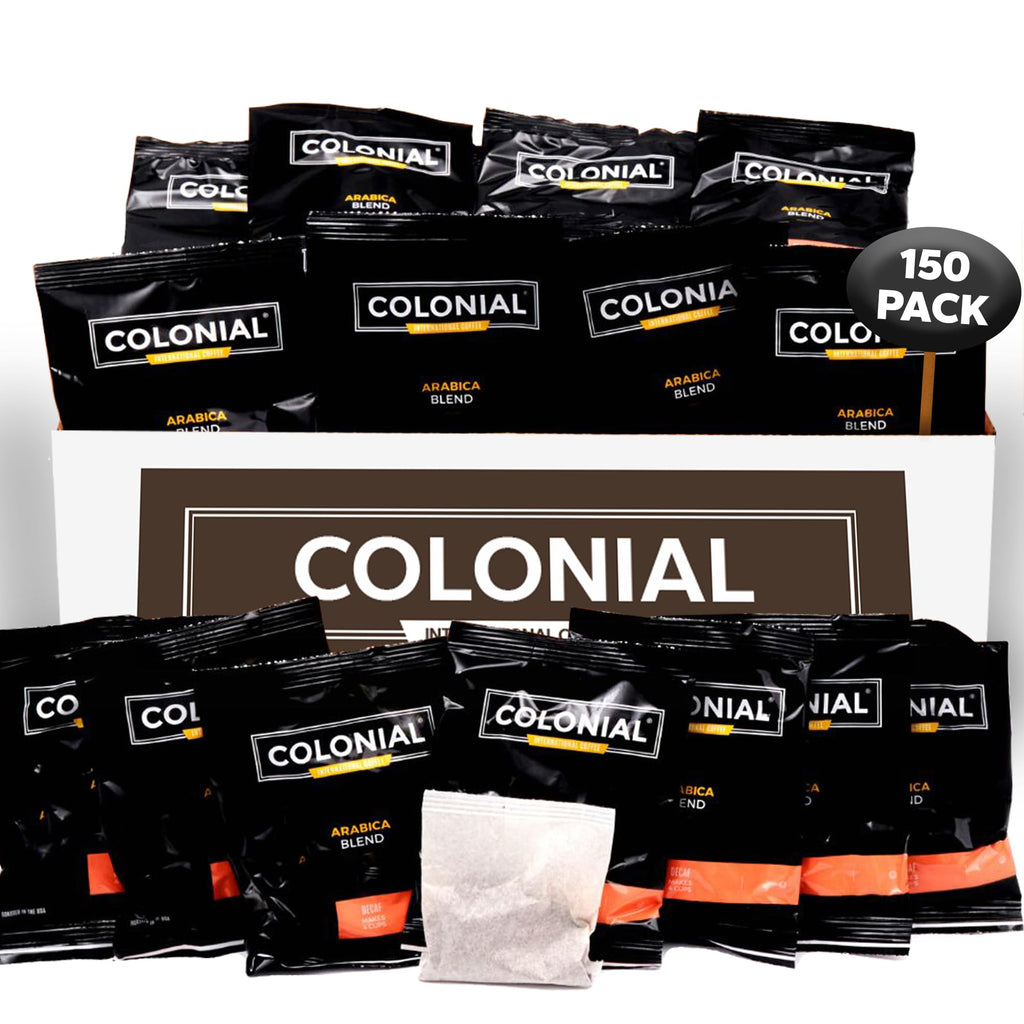 Colonial Coffee Decaf Dark Roast Hotel Filter Packs, 0.5oz, 150 Ct