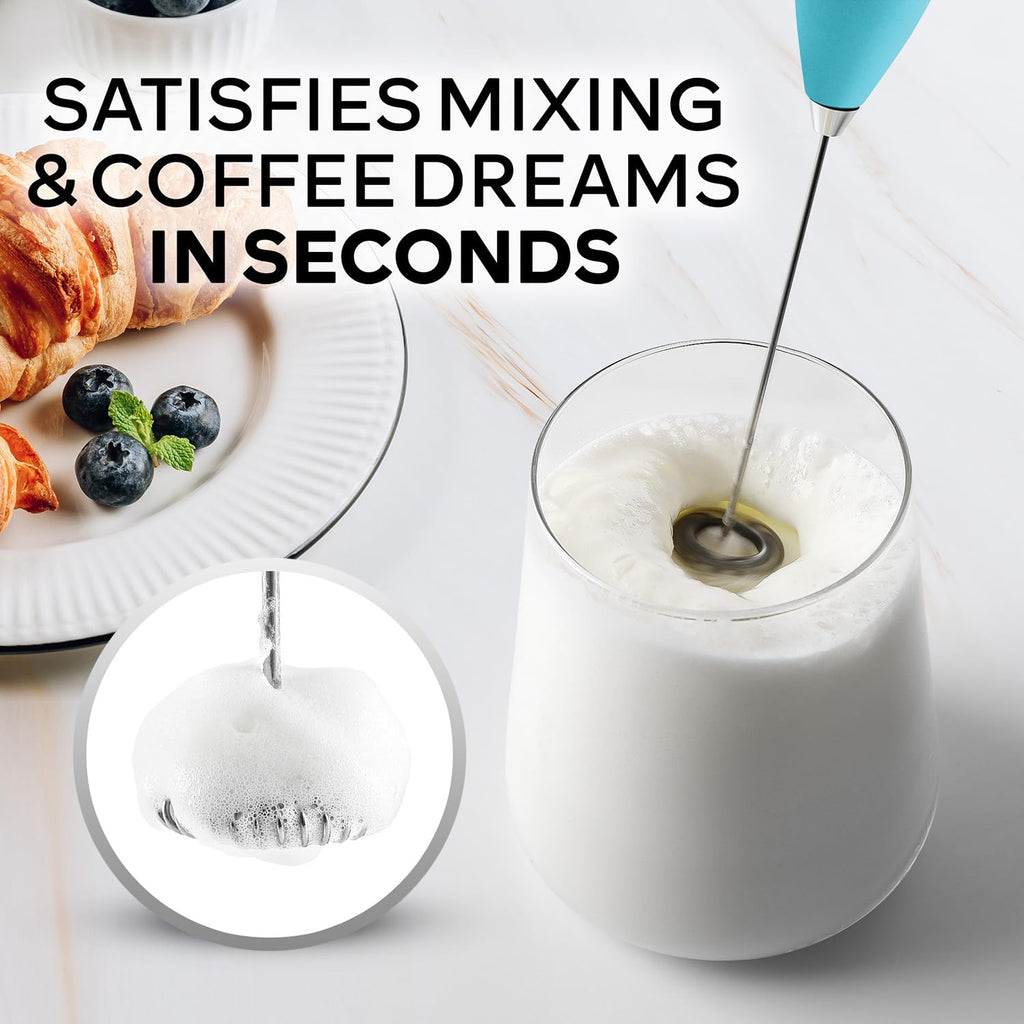 Zulay Kitchen Powerful Milk Frother Wand With Duracell Batteries - Ultra Fast Handheld Drink Mixer - Electric Whisk Foam Maker for Coffee, Lattes, Cappuccino & Matcha - Z1 Motor - Sunrise