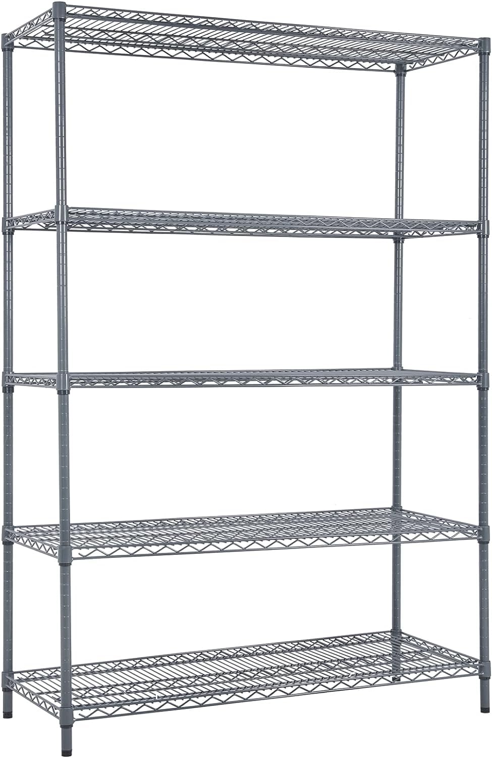 Land Guard 5 Tier Chrome Storage Racks and Shelving - 48" L x 20" W x 72" H Heavy Steel Material Pantry Shelves - Each Unit Loads 350 Pounds Wire Shelf, Suitable for Warehouses, Closets, Kitchens