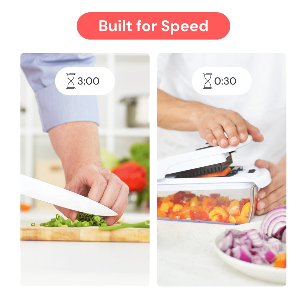 Fullstar Vegetable Chopper & Mandoline Slicer for Kitchen - Food Chopper with Container, Cheese Grater, Home Essentials & Kitchen Gadgets (7 in 1, White)