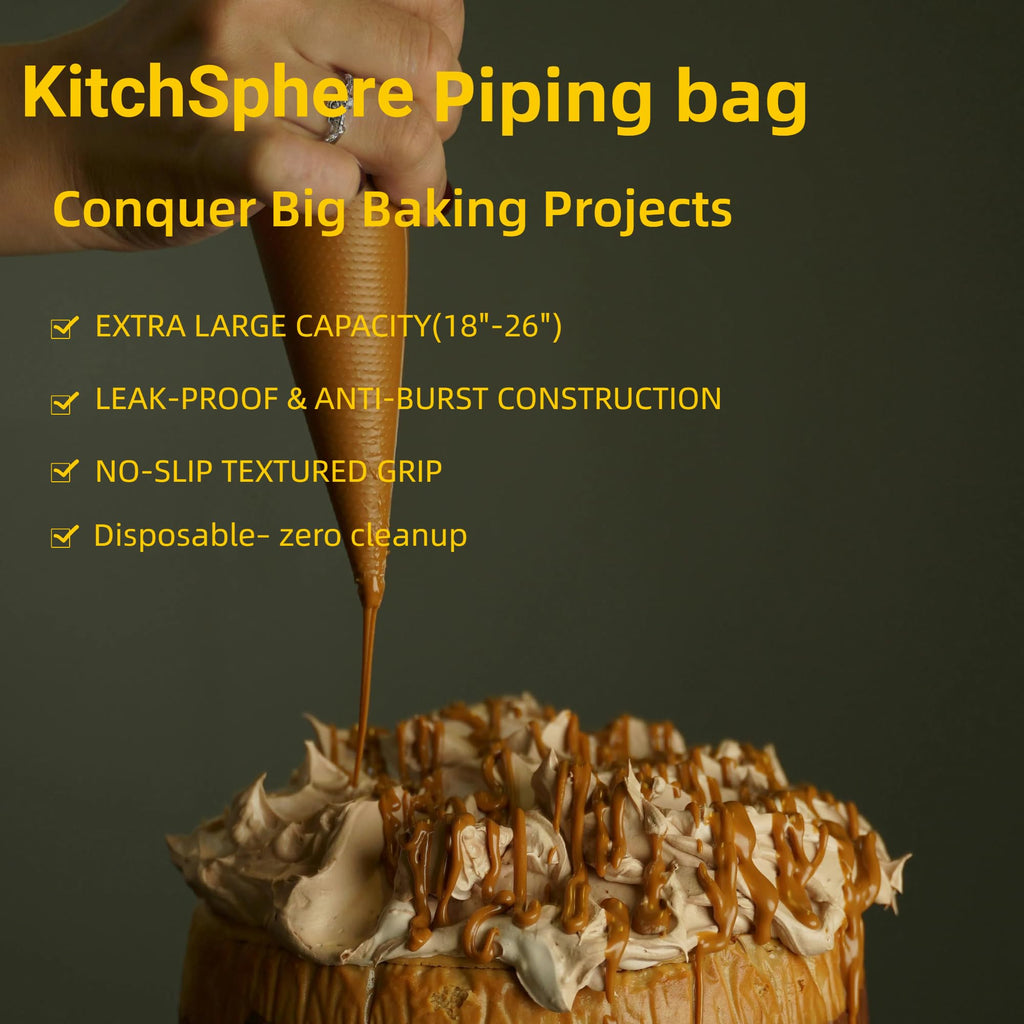 Kitchsphere XL 21 Inch Piping Bags 100pk, Anti-Burst Knot-to-Seal Pastry