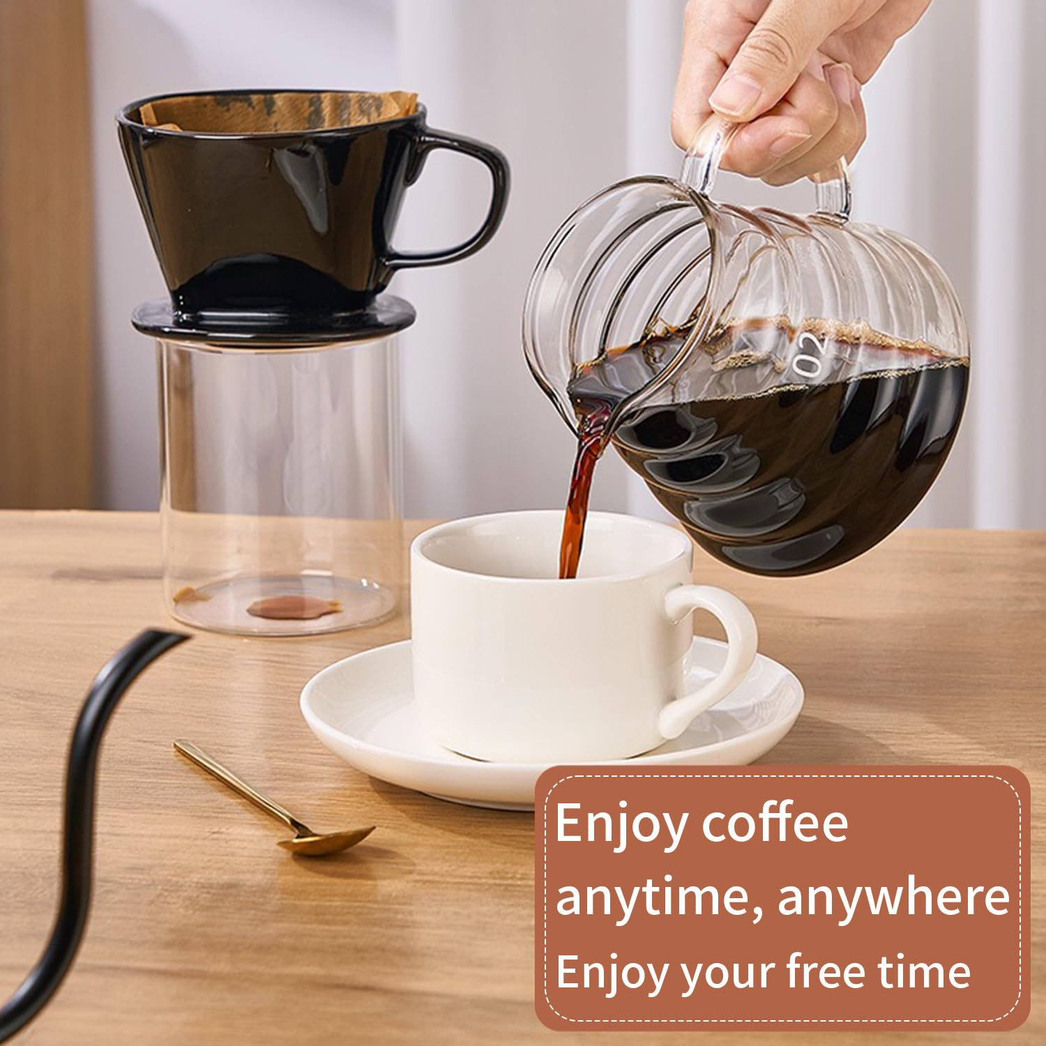 Marirao Pour Over Coffee Maker, Single Cup Coffee Dripper, Manual Porcelain Slow Brewing Accessories for Travel, Camping, Office, Home, Cafe, Coffee Gifts (White, Medium)
