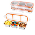 Bandesun Stainless Steel Snack Containers for Kids & Adults, 3 Pack Leek Proof Metal Bento Lunch Box with with lids, Lunchable Containers for Travel, School, Home - Stackable Bento Snack Box